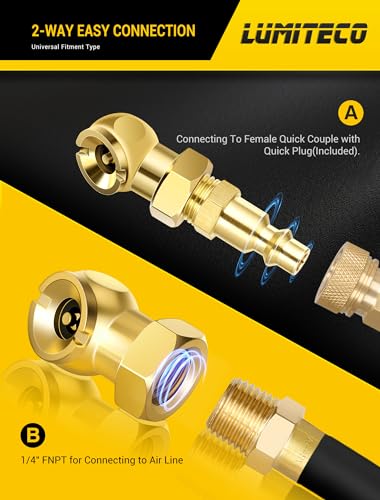 LUMITECO 2-Pack Ball Foot Air Chuck Set with Quick Connect