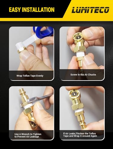 LUMITECO 2-Pack Ball Foot Air Chuck Set with Quick Connect