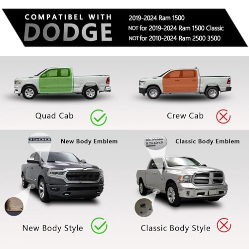 Black Aluminum 6" Side Step Rails for Dodge Ram