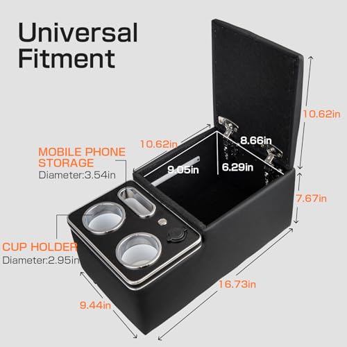 Dexepe Car Organizer with Cup & Phone Holder - Black