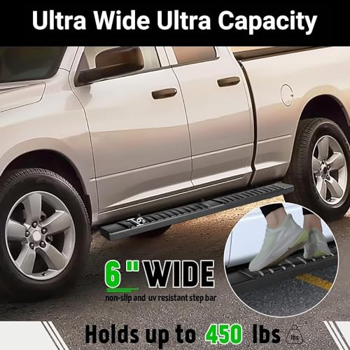 Black Aluminum 6" Side Step Rails for Dodge Ram