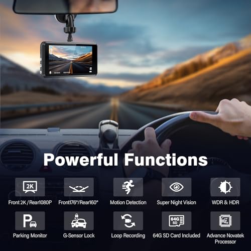 Miden S7 Dual 2.5K Front and Rear Dash Cam