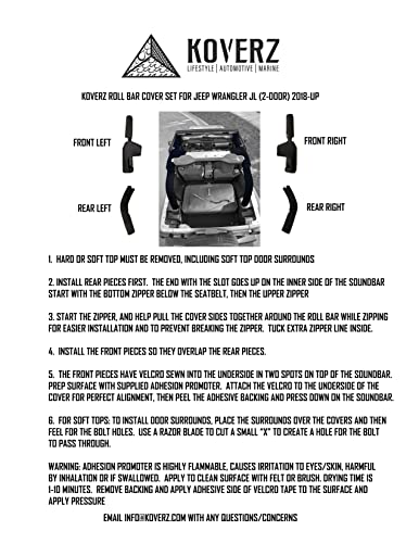 Neoprene Roll Bar Padding for 2-Door Jeep Wrangler