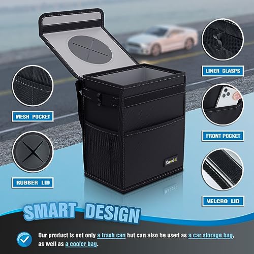 K KNODEL Car Trash Can: Waterproof Garbage with Lid