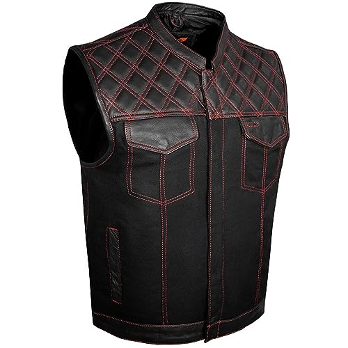 Men's SOA Denim & Leather Motorcycle Riding Vest