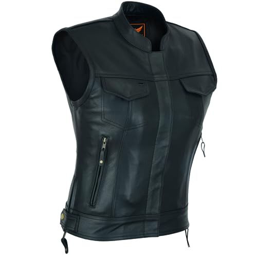 A&H Apparel Women's Club Style Motorcycle Leather Vest
