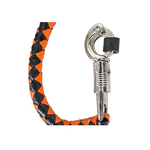 Black and Orange Leather Fringed Biker Whip, 42