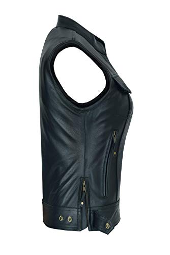 A&H Apparel Women's Club Style Motorcycle Leather Vest