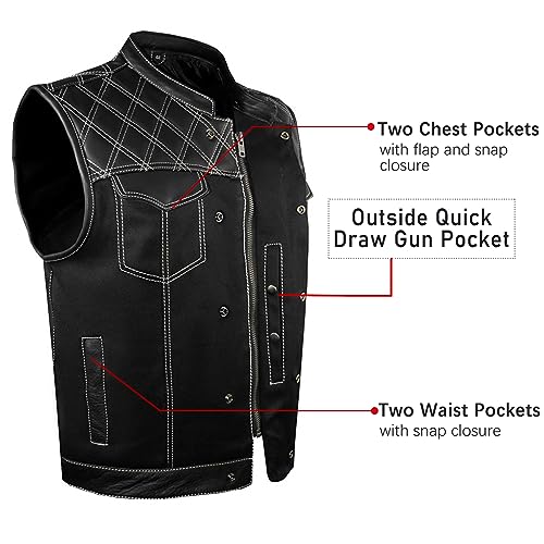Men's SOA Denim & Leather Motorcycle Riding Vest