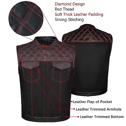 Men's SOA Denim & Leather Motorcycle Riding Vest