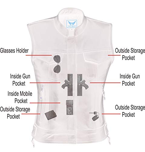 A&H Apparel Women's Club Style Motorcycle Leather Vest