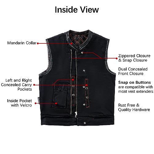 Men's SOA Denim & Leather Motorcycle Riding Vest
