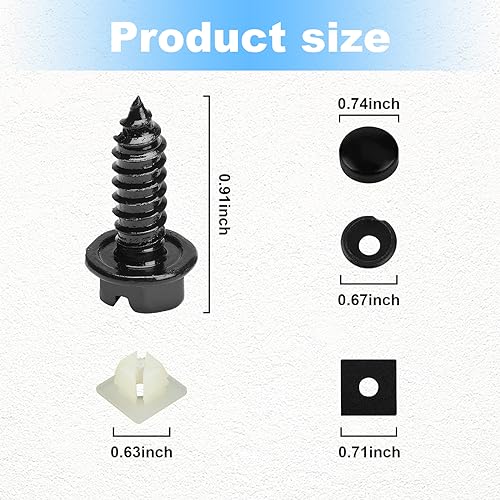 Ziciner Rustproof License Plate Screw Kit - 4PCS