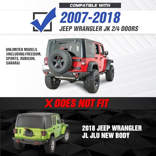 Off-road Rear Bumper with Spare Tire Carrier for Jeep Wrangler JK/JKU