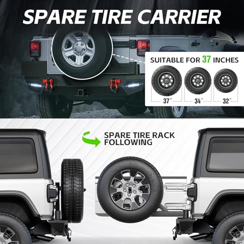Off-road Rear Bumper with Spare Tire Carrier for Jeep Wrangler JK/JKU