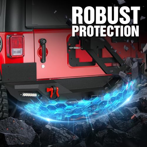 Off-road Rear Bumper with Spare Tire Carrier for Jeep Wrangler JK/JKU