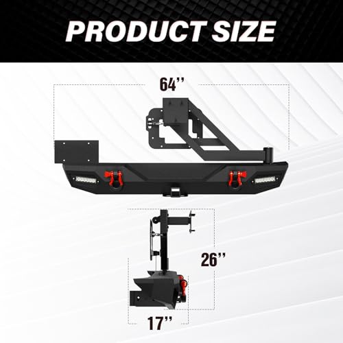 Off-road Rear Bumper with Spare Tire Carrier for Jeep Wrangler JK/JKU
