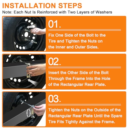 Universal Upgrade Spare Tire Carrier, 120LBS Weight Capacity