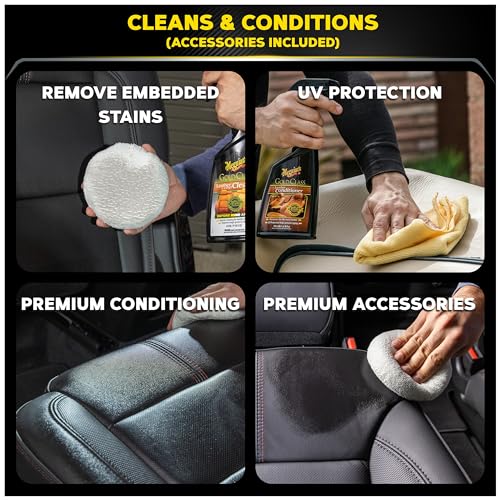 Meguiar's Leather Care Kit: Cleaner, Conditioner, Applicator & Towel