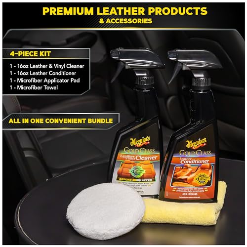 Meguiar's Leather Care Kit: Cleaner, Conditioner, Applicator & Towel