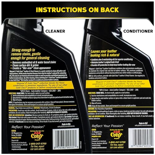 Meguiar's Leather Care Kit: Cleaner, Conditioner, Applicator & Towel