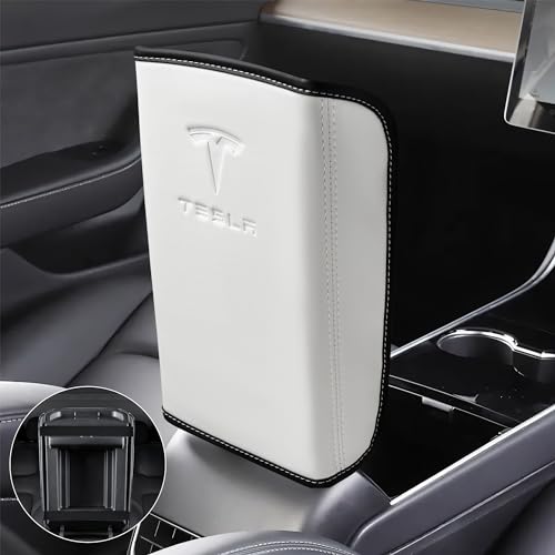 White Leather Tesla Model 3/Y Armrest Console Cover