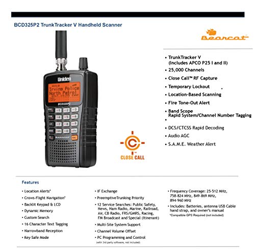 Uniden Handheld TrunkTracker V Scanner - Compact Size