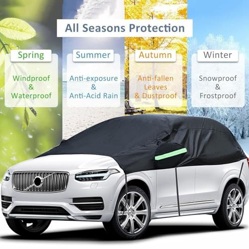 Universal Snow Car Cover: Reflective Straps, Windshield Protection