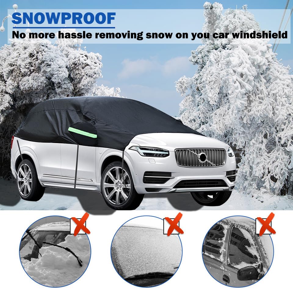 Universal Snow Car Cover: Reflective Straps, Windshield Protection