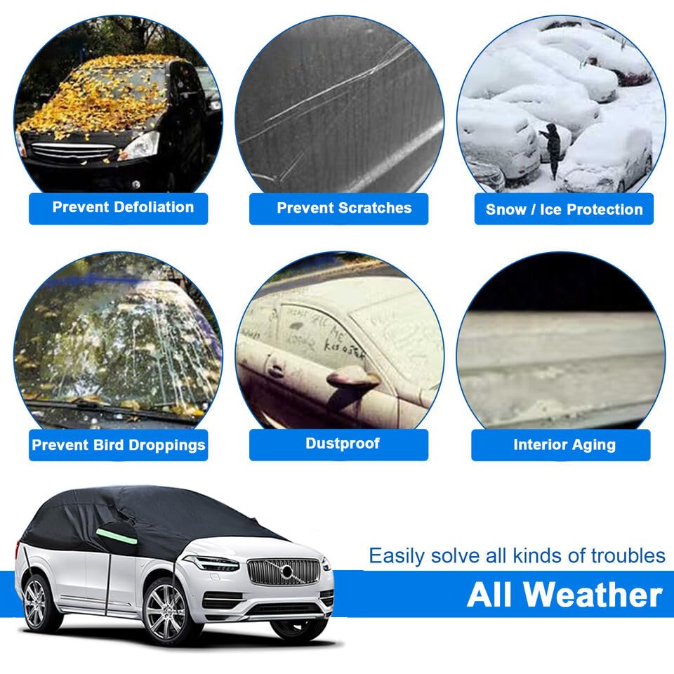 Universal Snow Car Cover: Reflective Straps, Windshield Protection