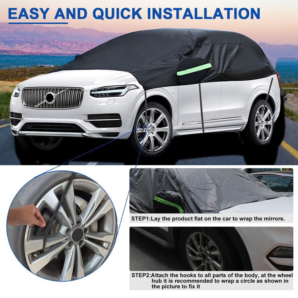 Universal Snow Car Cover: Reflective Straps, Windshield Protection