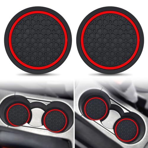 Auprite Car Cup Coasters, 2 Pack, Red, 2.77