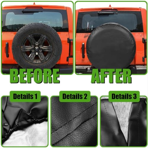 Black PU Leather Spare Tire Cover for Jeep, Trailer, SUV, Truck