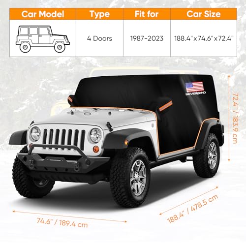 Waterproof Car Cover for Jeep Wrangler 4-Door