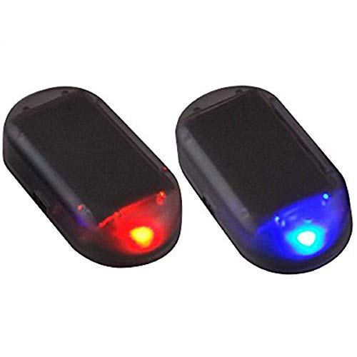Car Solar Power Simulated Dummy Alarm Lights: Blue + Red