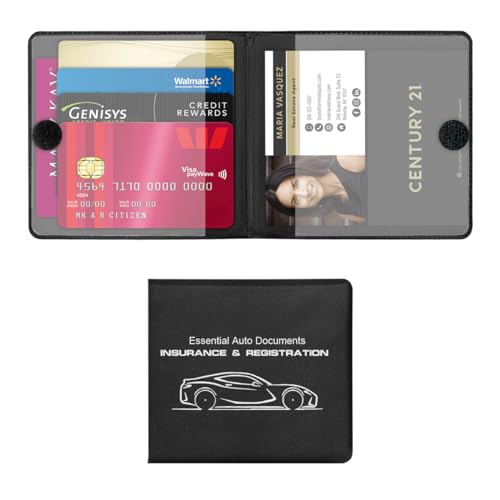 Car Registration and Insurance Holder 2 Pack, Black