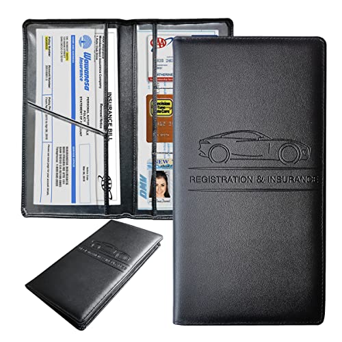 Black Premium Car Registration and Insurance Holder – Glove Box Organizer