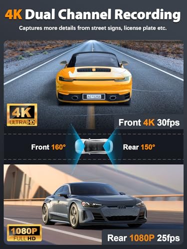 2K+1080P Front and Rear Dashcam, WiFi, Night Vision