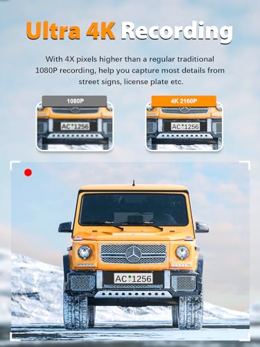 2K+1080P Front and Rear Dashcam, WiFi, Night Vision