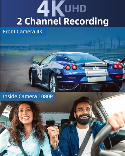 Dual Front and Inside Car Dash Cam, WiFi, G-Sensor