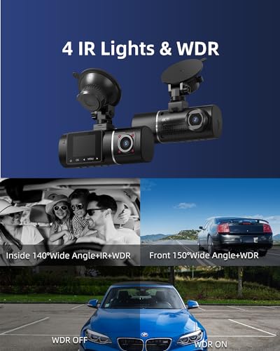 Dual Front and Inside Car Dash Cam, WiFi, G-Sensor