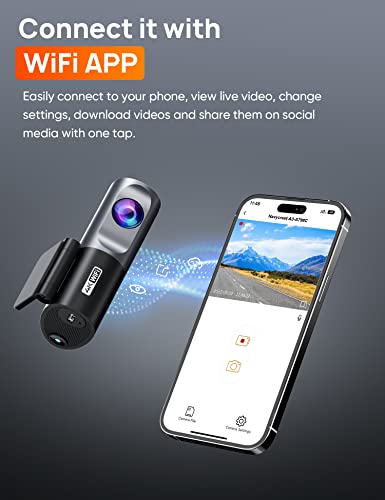 WiFi Dash Camera 4K 2160P, Parking Mode, G-Sensor