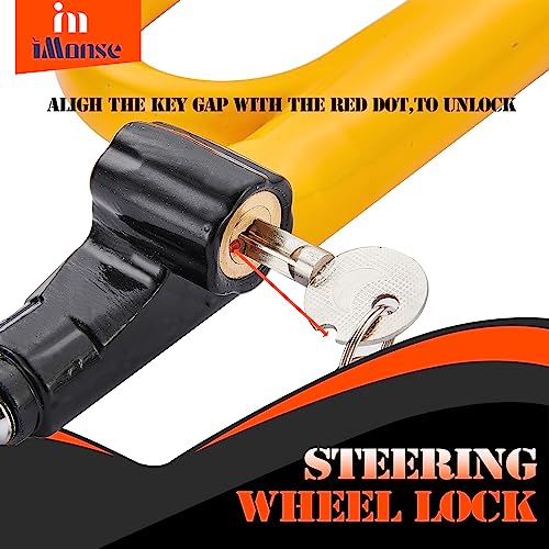 iMonse Heavy Duty Steering Wheel Lock - Yellow