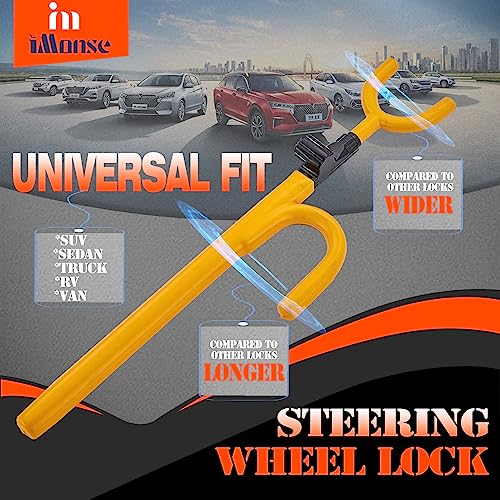 iMonse Heavy Duty Steering Wheel Lock - Yellow