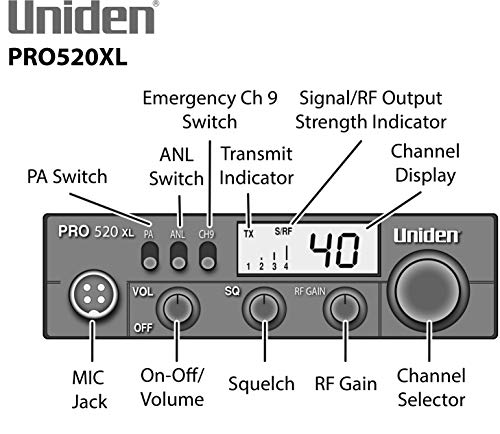 Uniden PRO520XL CB Radio - Compact Design, 40-Channels