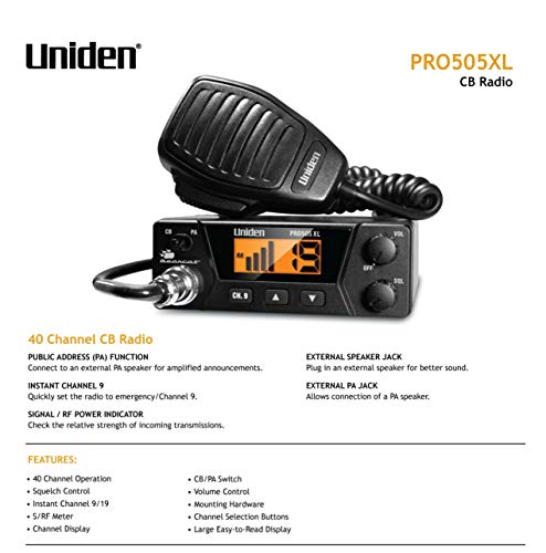Compact Uniden CB Radio with Public Address - Black