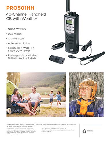 Uniden PRO501HH Portable CB Radio with LCD Display