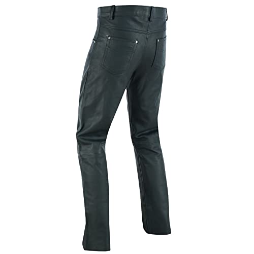 Men's Black Leather Motorcycle Jeans Style Riding Pants