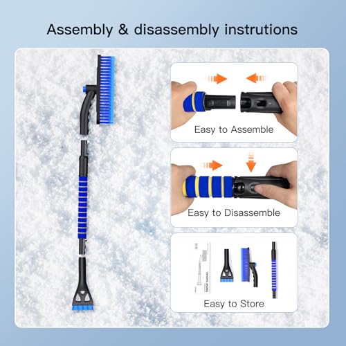 Universal 36" Detachable Ice Scraper, Extendable Snow Brush