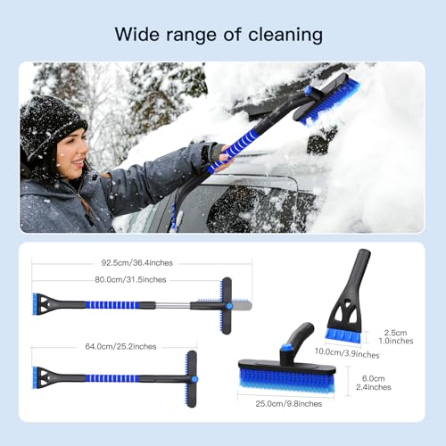 Universal 36" Detachable Ice Scraper, Extendable Snow Brush